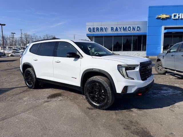 2026 GMC Acadia AWD AT4 in Summit White — front three-quarter view